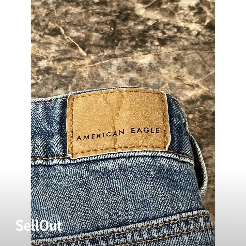 American Eagle Women's Size 00 Blue Denim Mini Skirt Distressed (sku389) - Picture 3 of 12